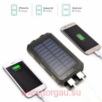 Solar charger А80 (20000 мАч) внешний аккумулятор на солнечной батарее