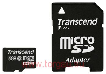Transcend 8GB MicroSDHC class 10 + SD адаптер