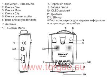 Радар детектор Sho Me STR 800 (антистрелка)