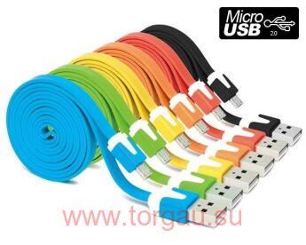 Кабель USB - microUSB плоский