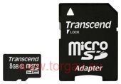 Transcend 8GB MicroSDHC class 10 + SD адаптер